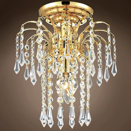 Joshua Marshal Waterfall Design One Light 9 Gold Flush Mount With Clear European Crys 701157-013